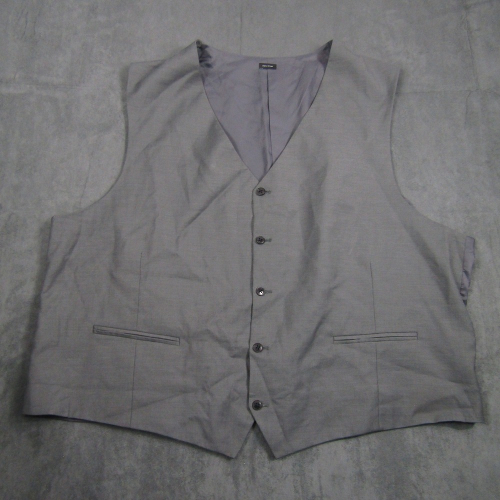J.Ferrar Suit Vest Men 4XL Gray Big & Tall Adjustable Back Cinch Formal 00672